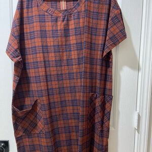 Entro Orange and Blue Plaid Dress